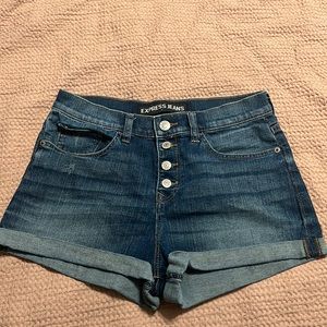 Express Shorts | Express High Rise Button Fly Stretchy Denim Jean Size 8